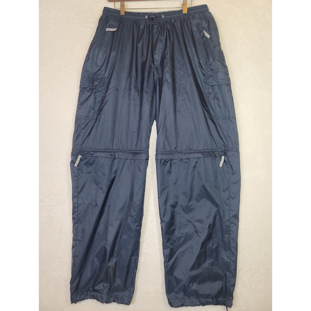 Vtg Colorado Convertible Cargo Pants Navy Blue Ripstop XL Nylon Zip Off Hiking